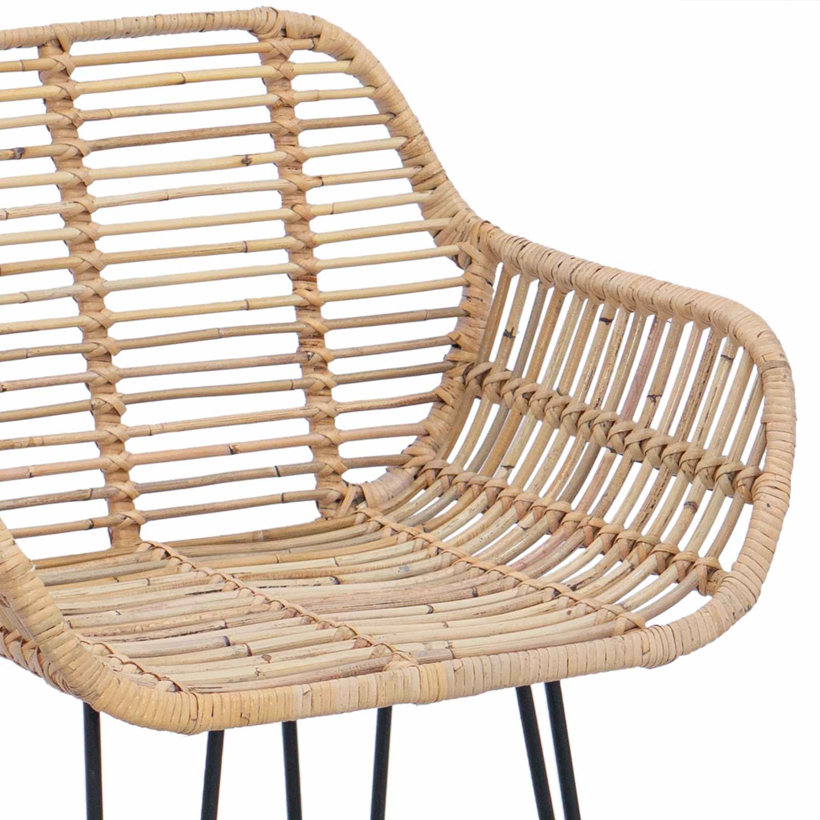 Barstuhl 2 pcs 55 x 52 x 92 cm Rattan und Eisen