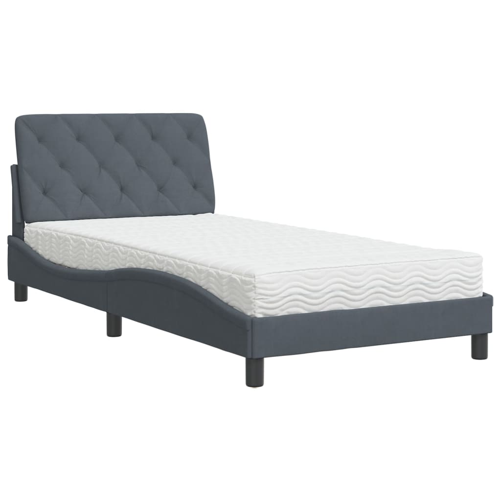 Bett mit Matratze Hellgrau 80x200 cm Samt