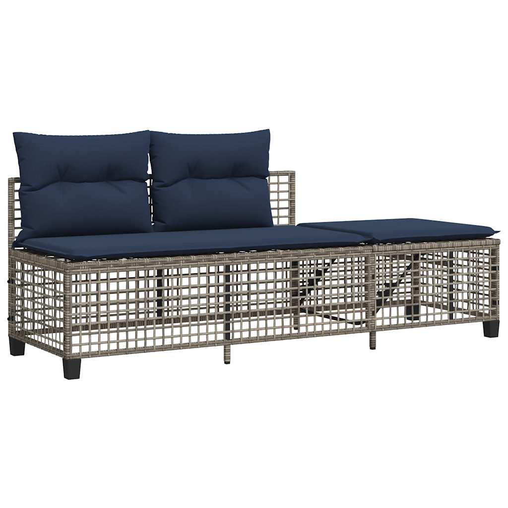 3-teiliges Ecksofa-Set für den Garten mit Kissen, grau, Polyrattan