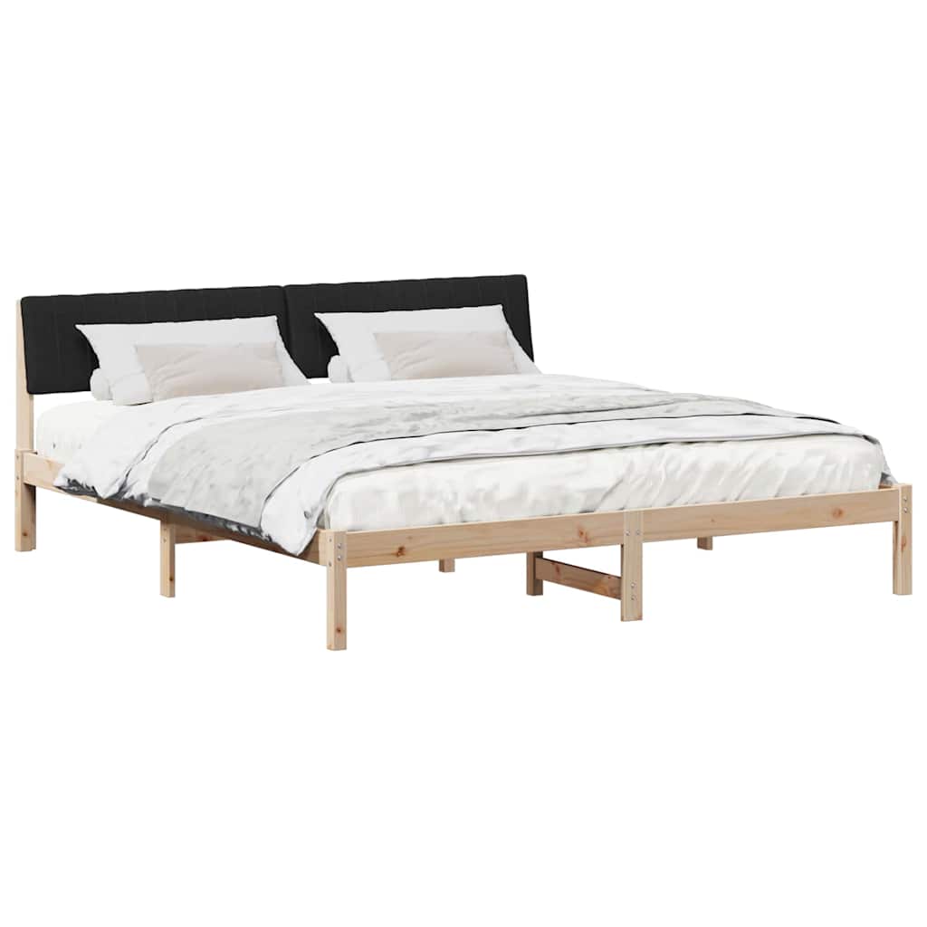 Bettgestell Braun und hellgrau 200 x 200 cm Massivholz Kiefer