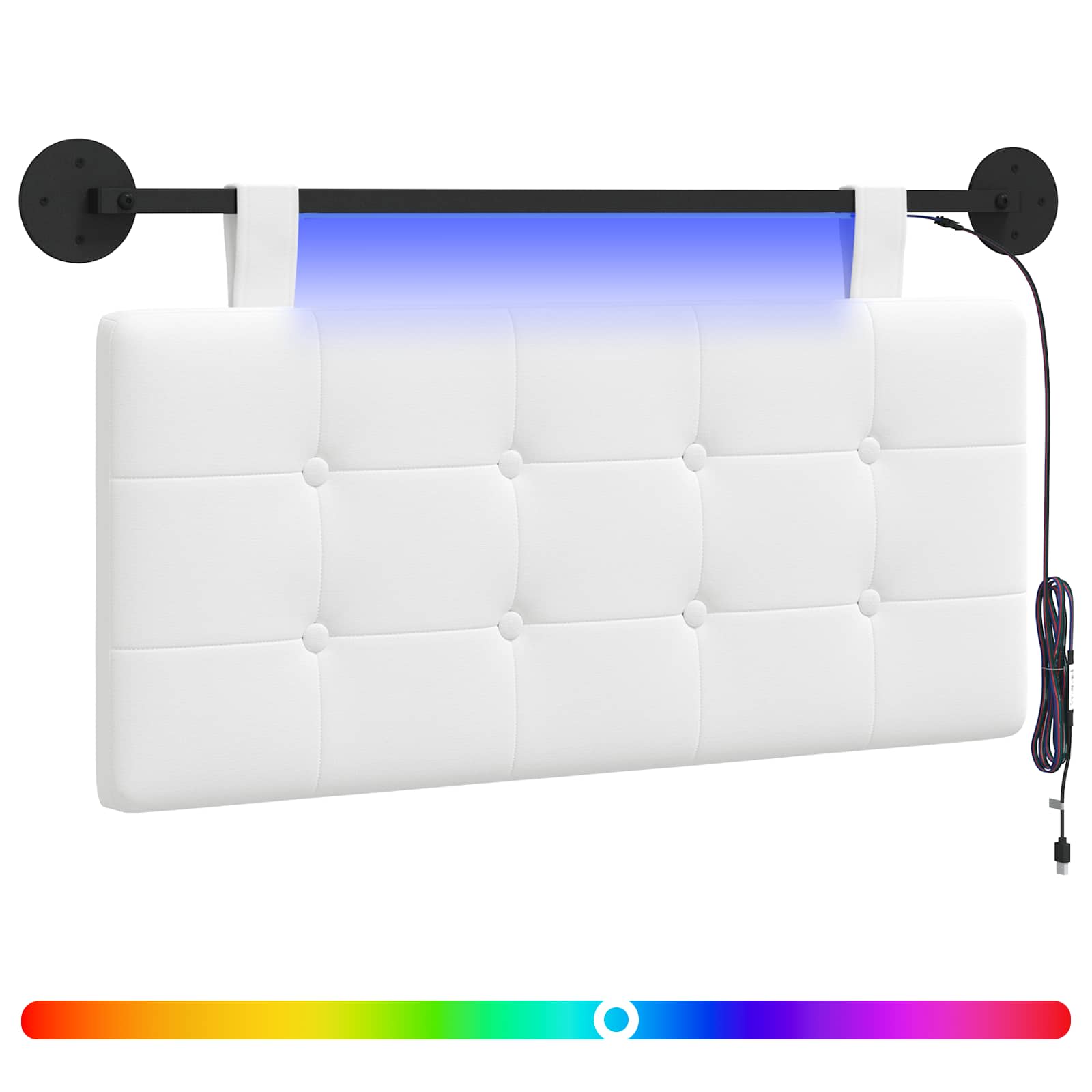 Hängendes Kopfteil Mit LED Licht Wolkengrau Stoff