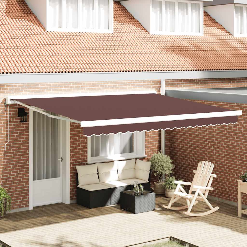 Markise Einziehbar Blau und Weiß 4x3 m Stoff und Aluminium