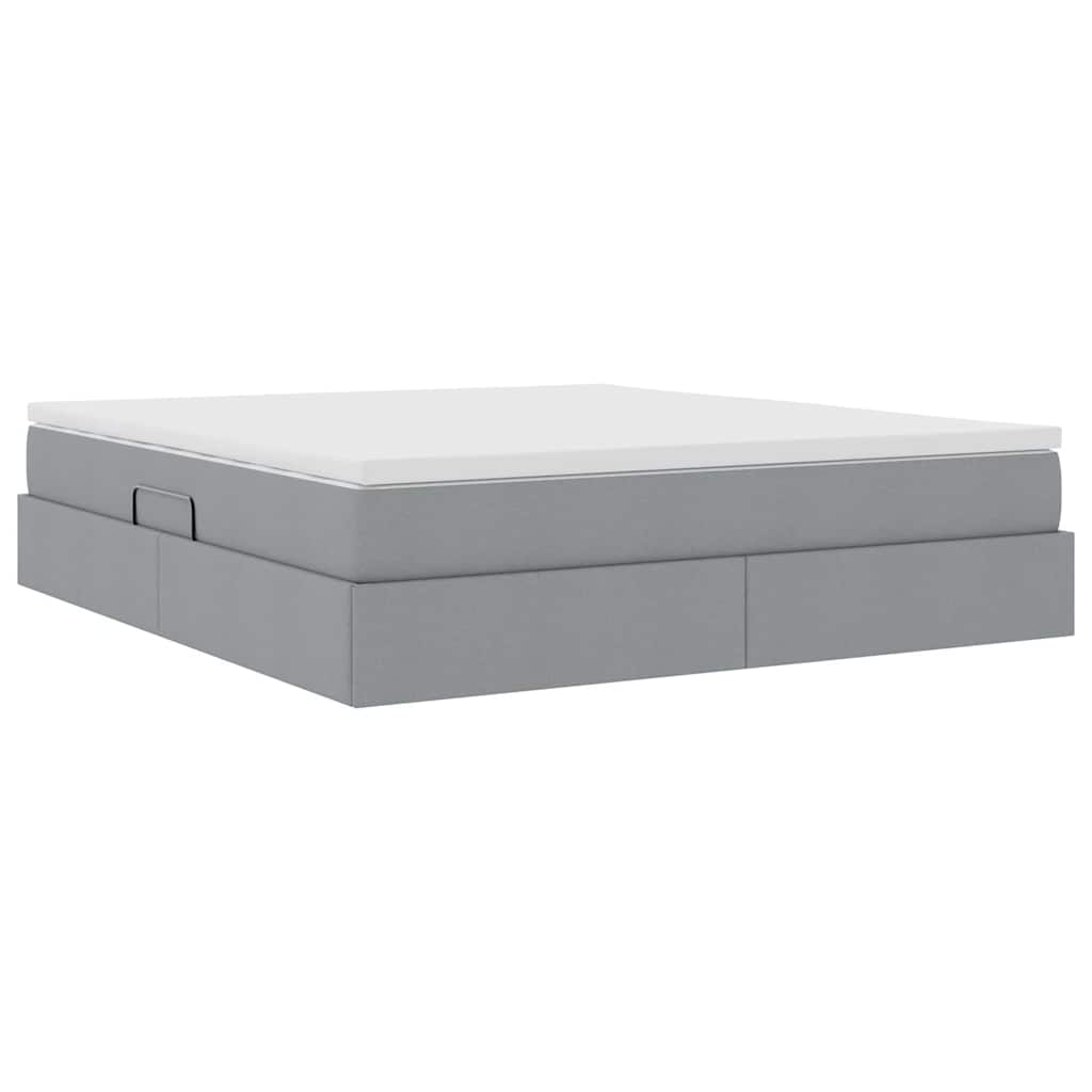 Aufbewahrungsbett mit Matratze Hellgrau 90 x 190 cm Polyester