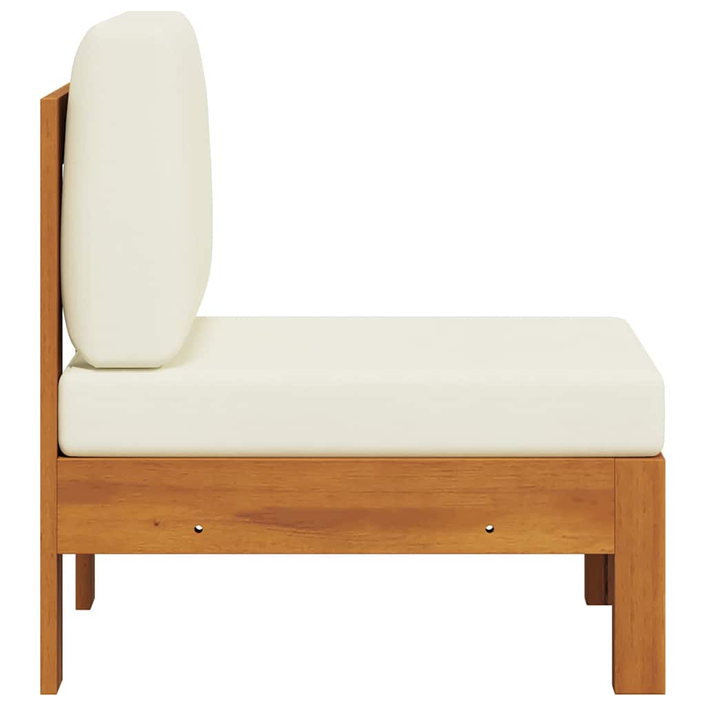 2-tlg. Garten-Lounge-Set mit Cremeweißen Kissen Akazienholz
