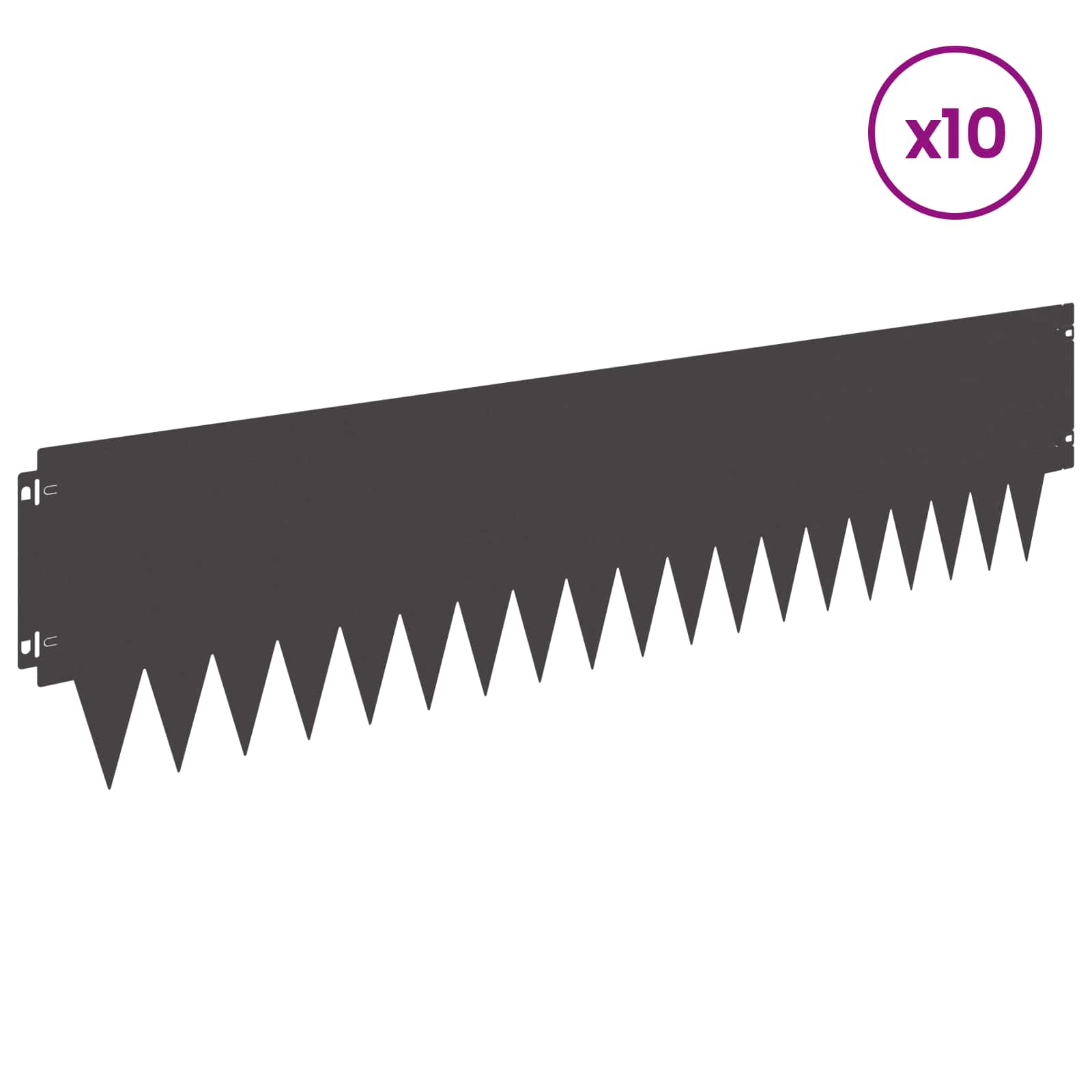 Raseneinfassung 10 pcs Länge Höhe 103 x 15 cm Stahl Schwarz