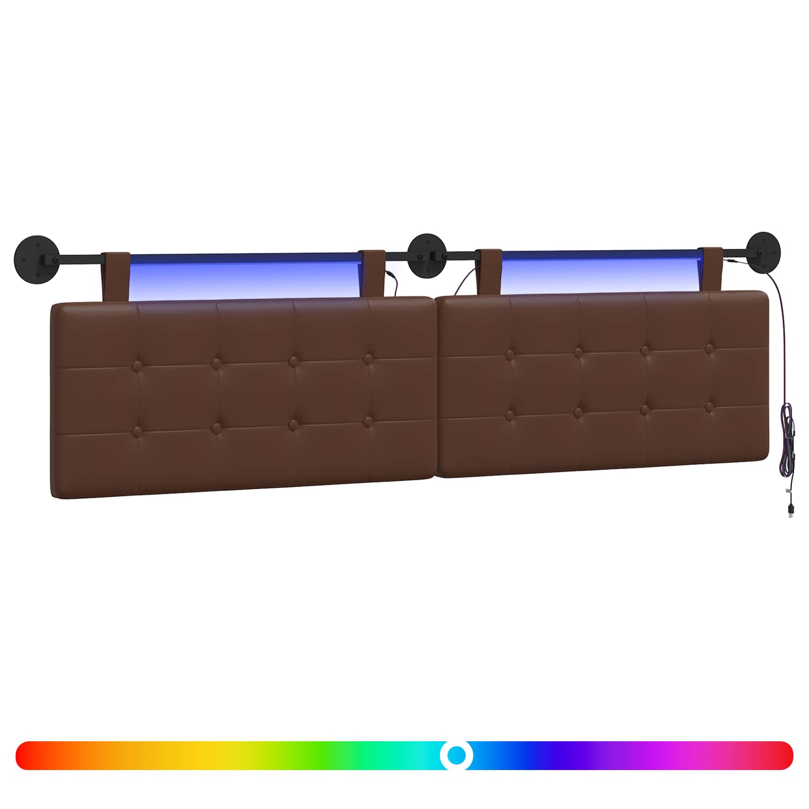 Hängendes Kopfteil Mit LED Licht Creme Kunstleder