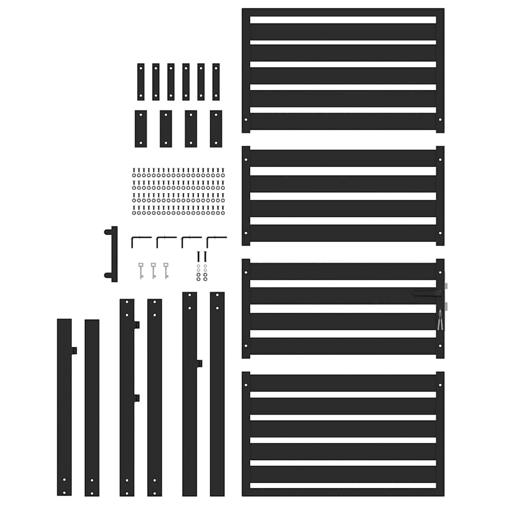Gartentor Abschließbar Schwarz 100x100 cm Aluminium