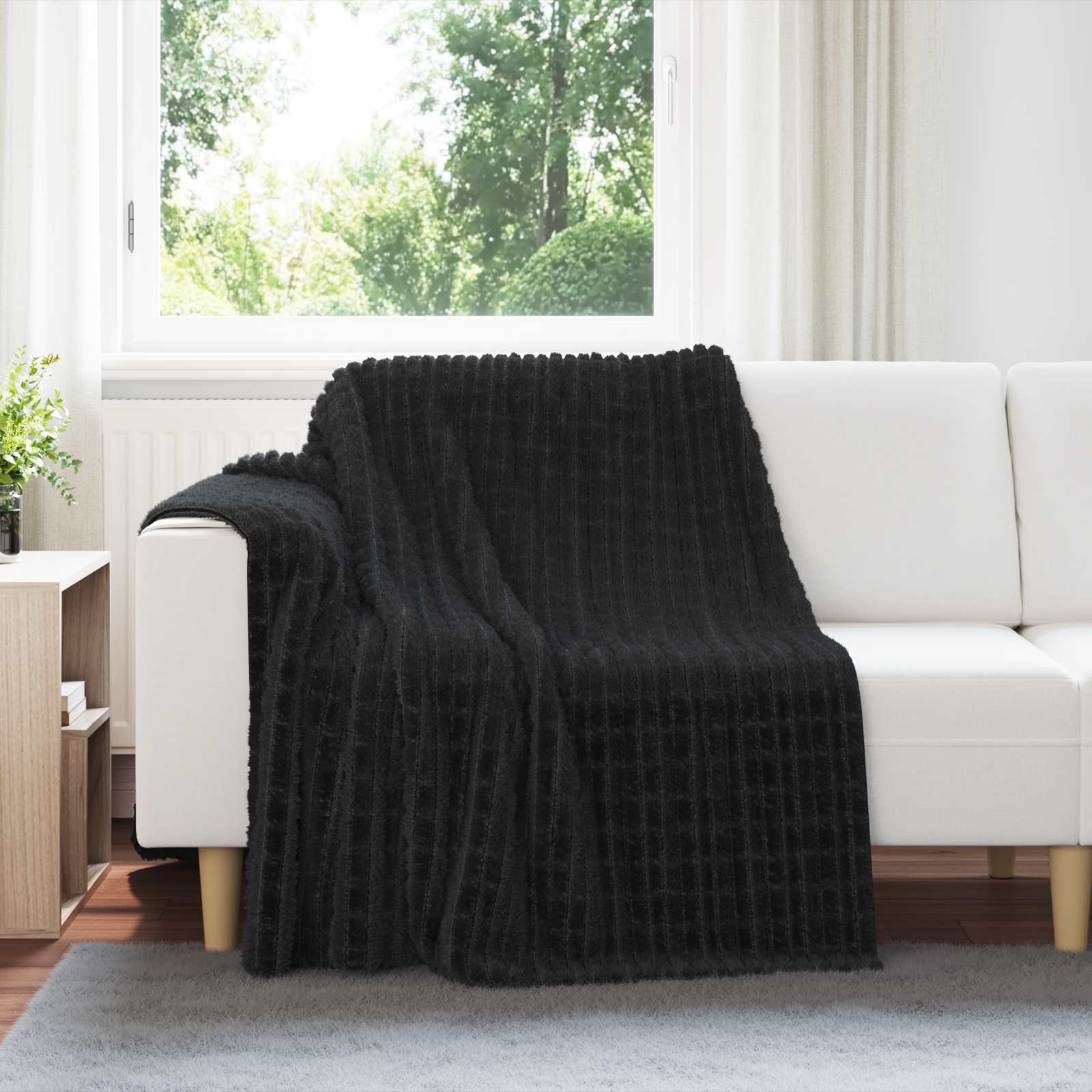 Überwurfdecke Beige 150 x 130 cm Fleece