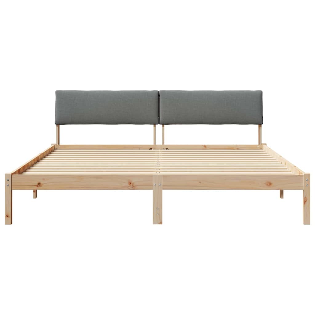Bettgestell Braun und hellgrau 200 x 200 cm Massivholz Kiefer