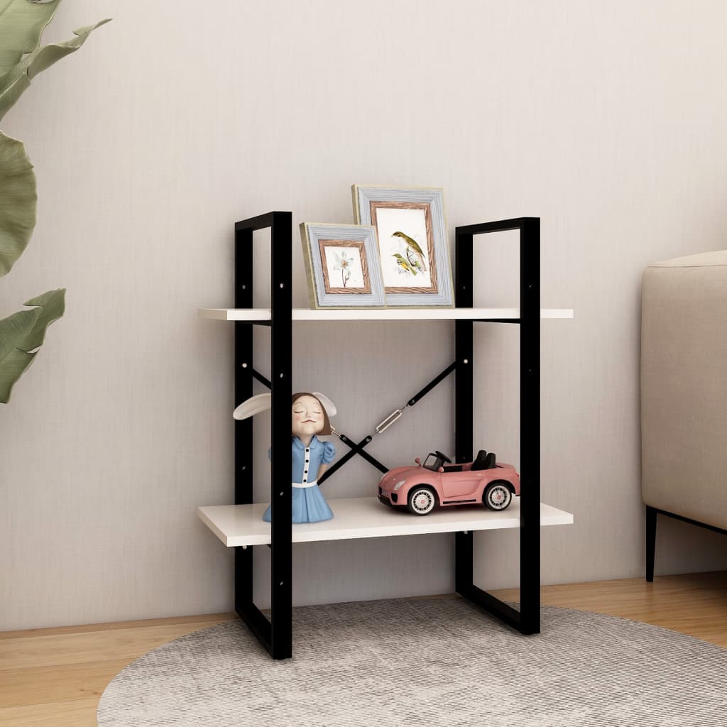 Bücherregal 2 Fächer Weiß 60x30x70 cm Holzwerkstoff