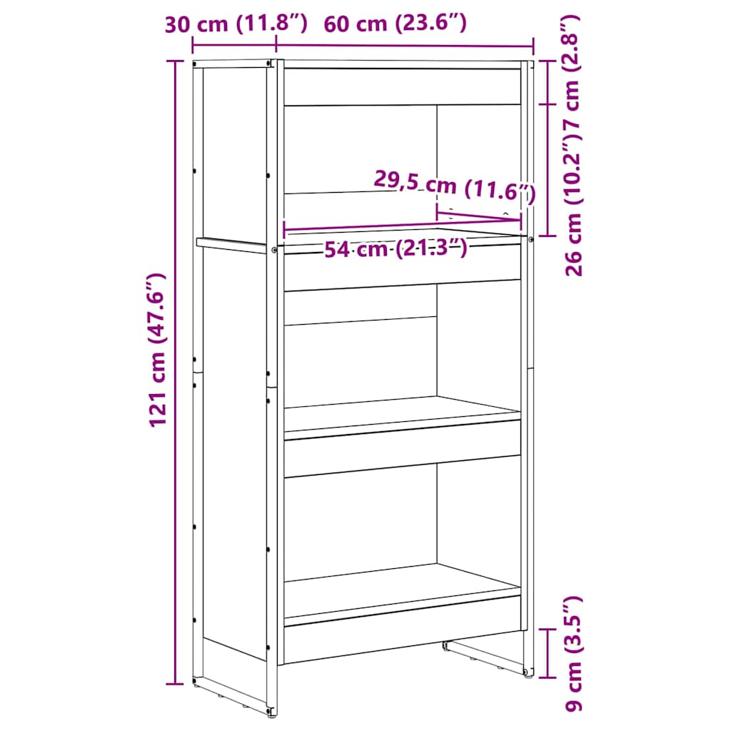 Bücherregal 2 pcs Schwarz Eichen-Optik 60 x 30 x 189,5 cm