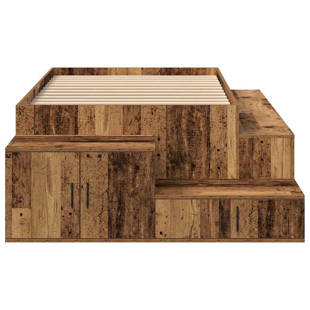 Aufbewahrungsbettgestell mit Speicher Weiß 80 cm Holzwerkstoff