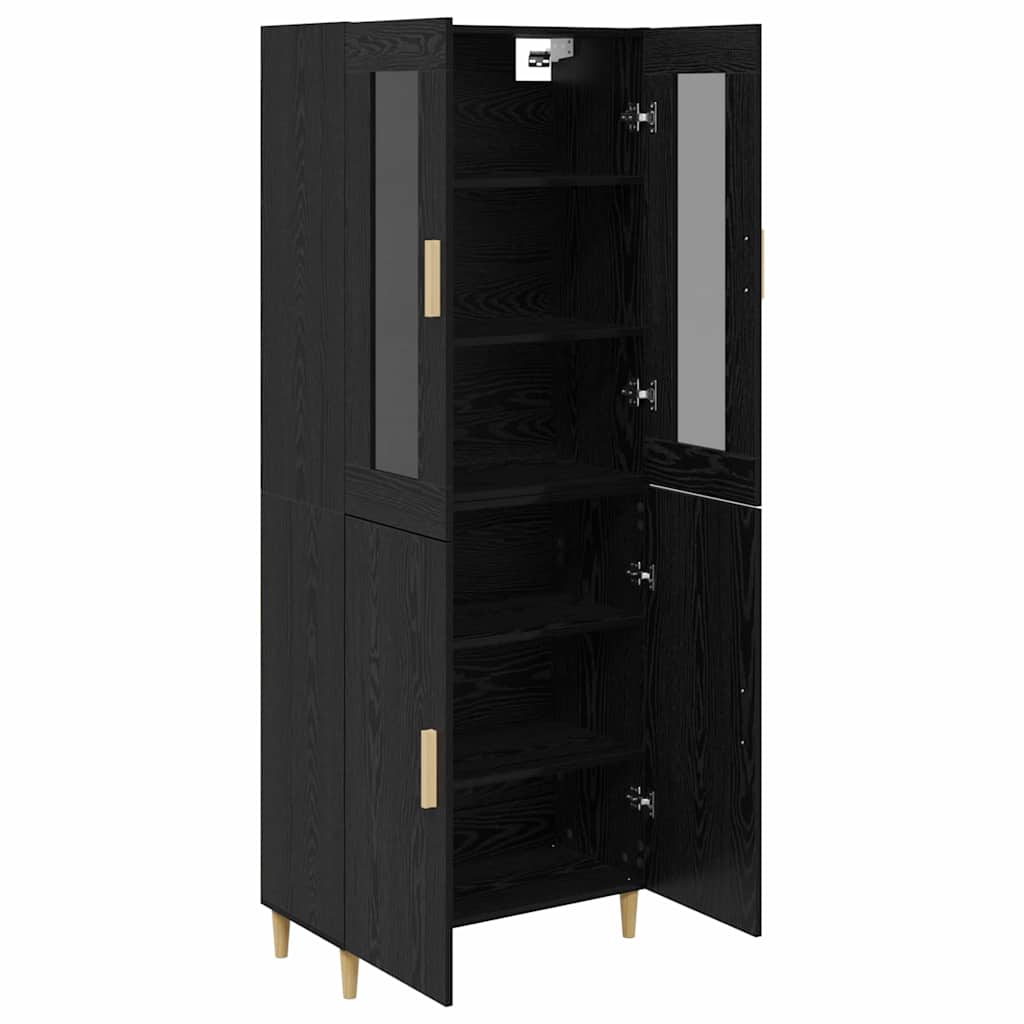 Highboard Altholz 69,5 x 34 x 180 cm Engineered Wood und Glas