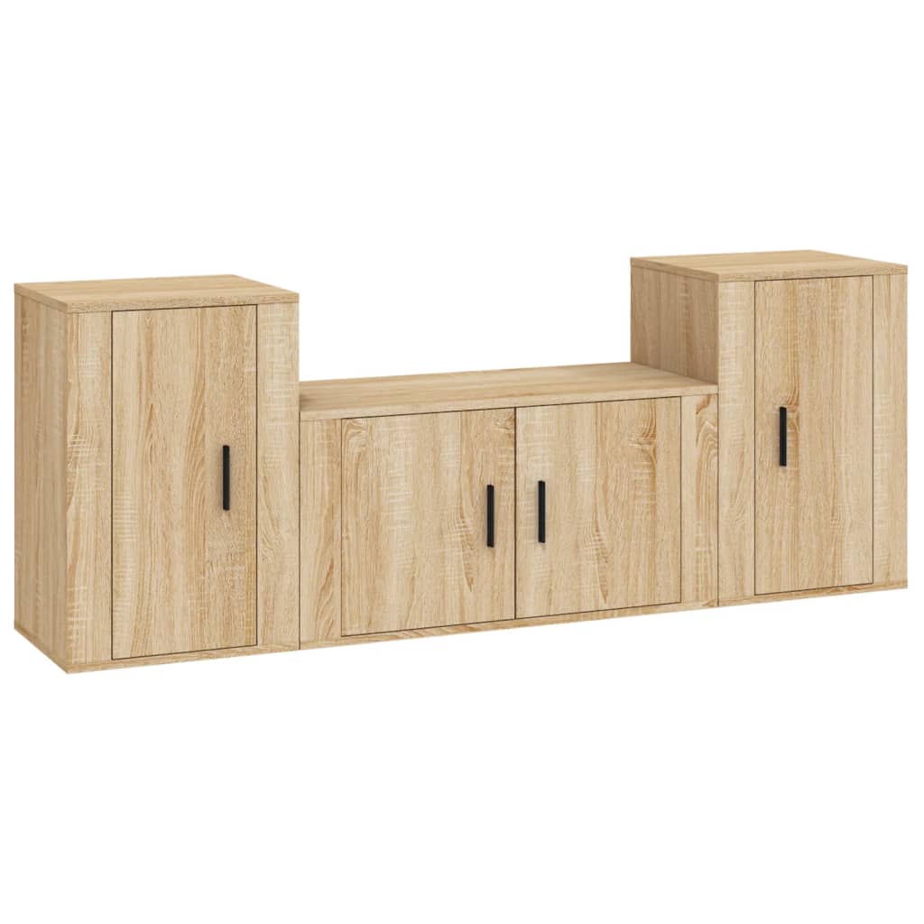 3-tlg. TV-Schrank-Set Weiß Holzwerkstoff