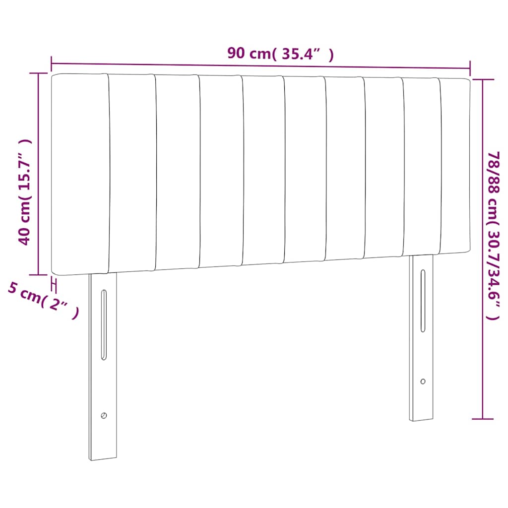 Kopfteil Hellgrau 80x5x118/128 cm Samt