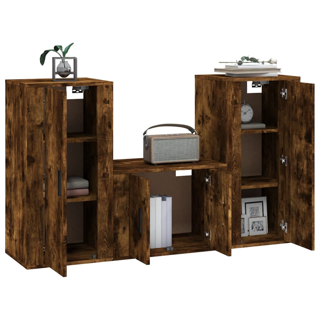 3-tlg. TV-Schrank-Set Weiß Holzwerkstoff