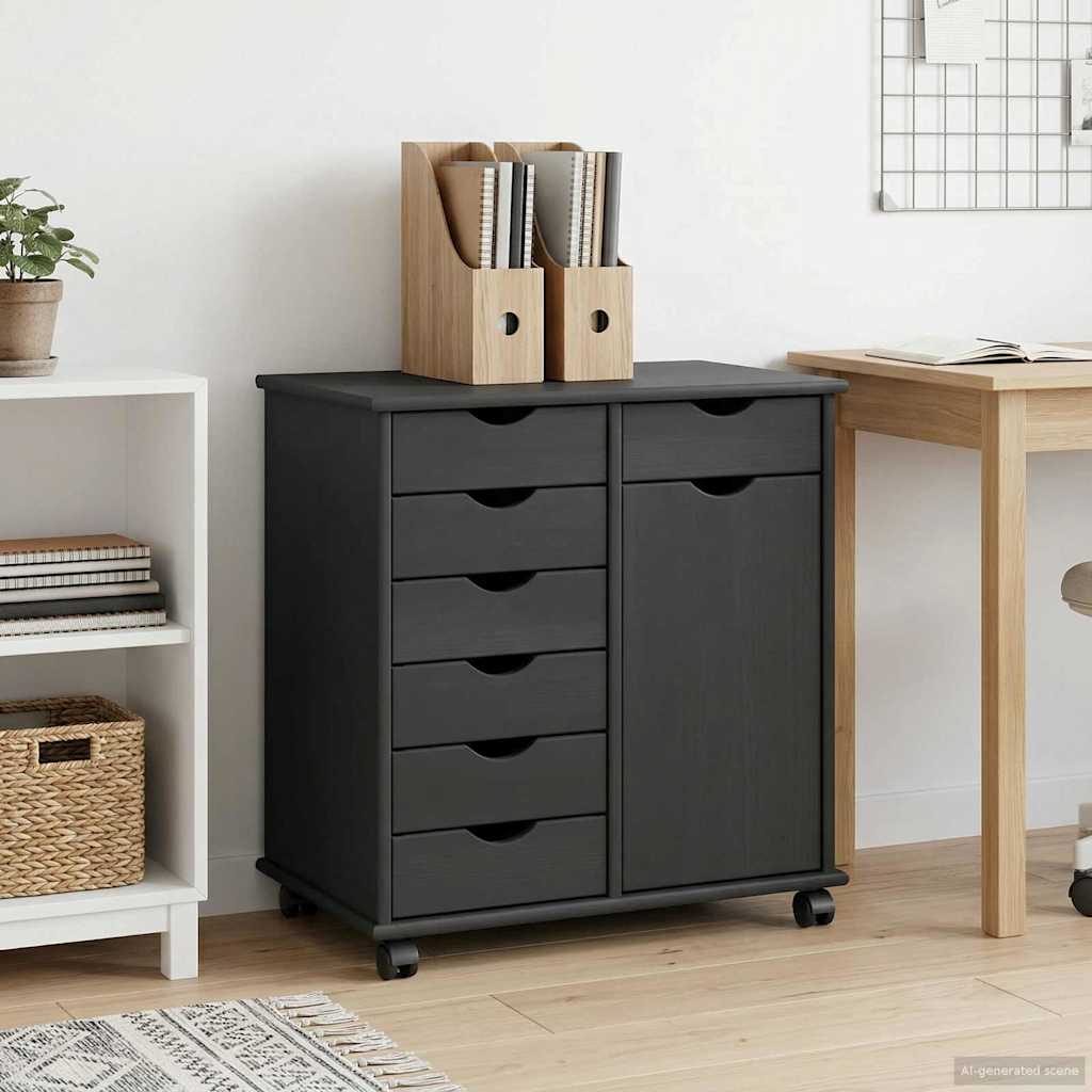 Rollschrank Honigbraun 63,5 x 39 x 65,5 cm Massivholz Kiefer
