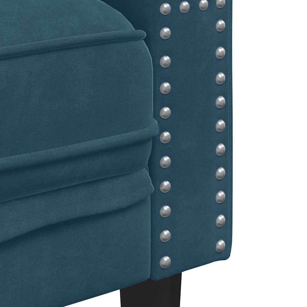 3-tlg. Chesterfield-Sofa-Set mit Nackenrollen Hellgrau Samt