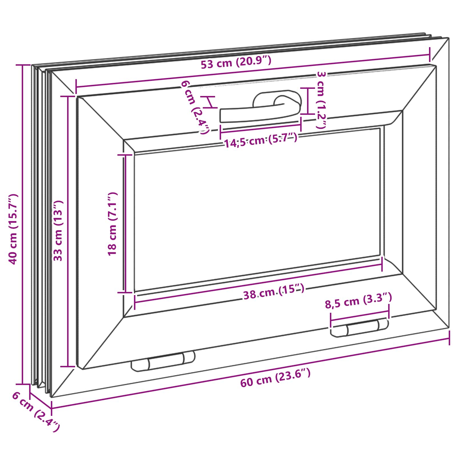 Kellerfenster RISOR 60 x 40 cm PVC und Glas Weiß