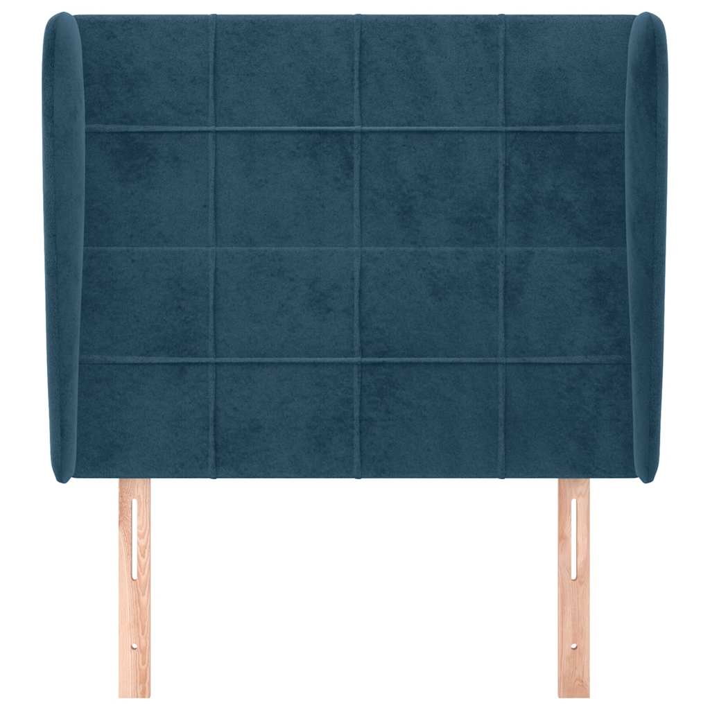 Kopfteil mit Ohren Dunkelblau 93x23x78/88 cm Samt