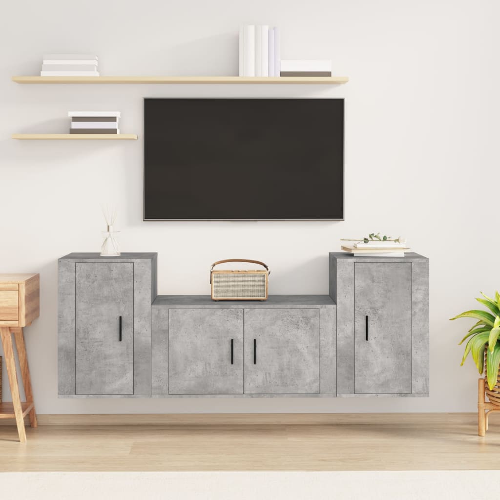 3-tlg. TV-Schrank-Set Weiß Holzwerkstoff