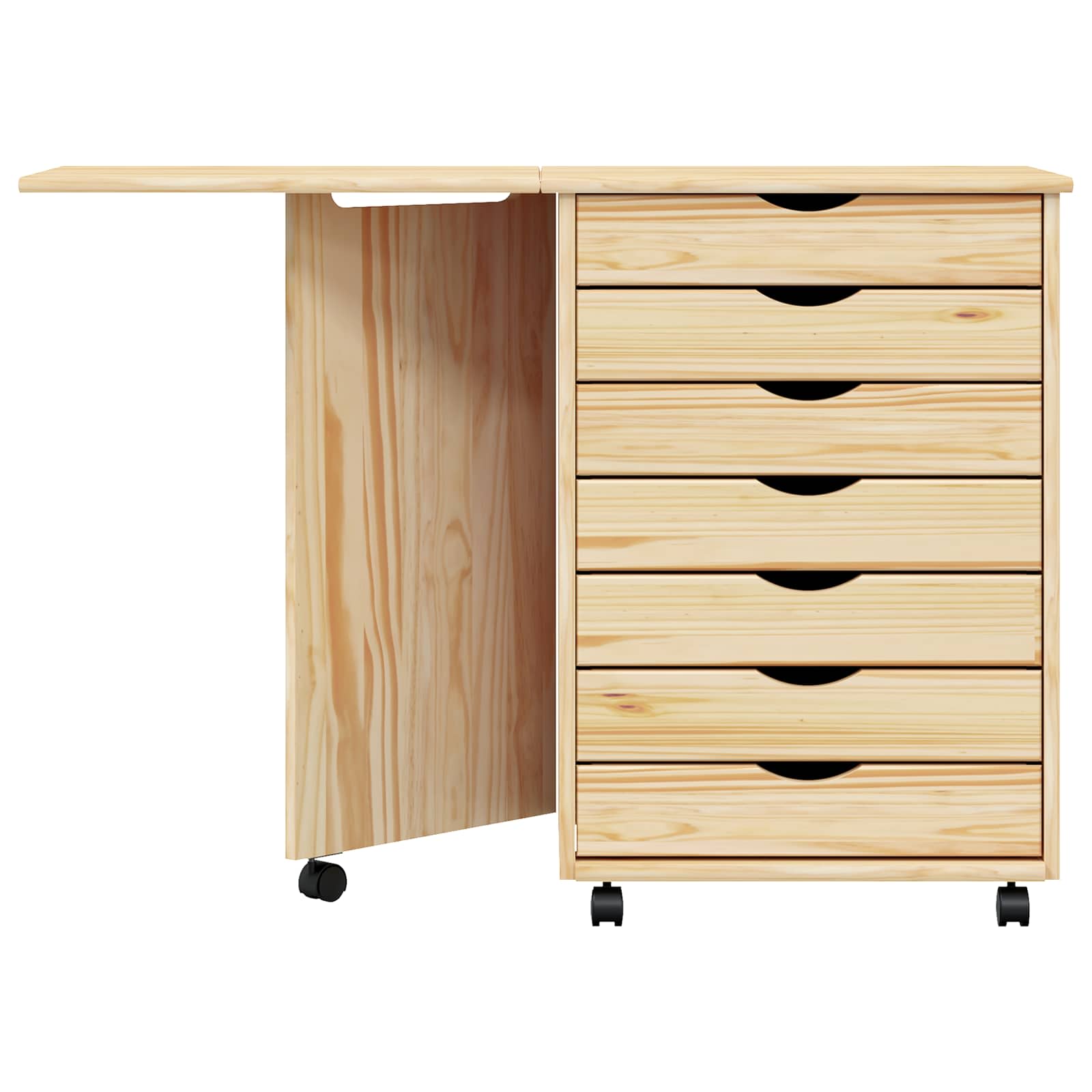 Rollschrank mit Schreibtisch MOSS Honigbraun Massivholz Kiefer
