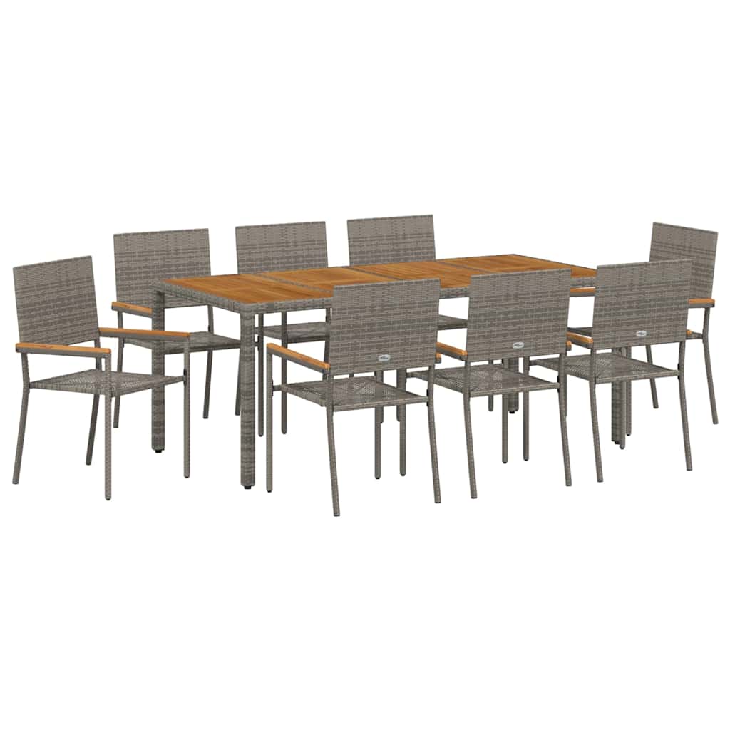 Garten Essgruppe 3 pcs Schwarz Poly-Rattan