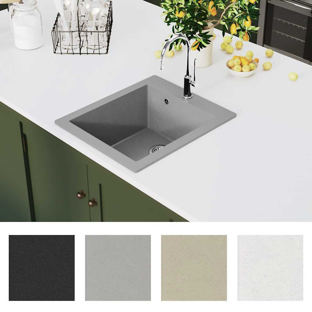 Granitspüle Einzelbecken Schwarz