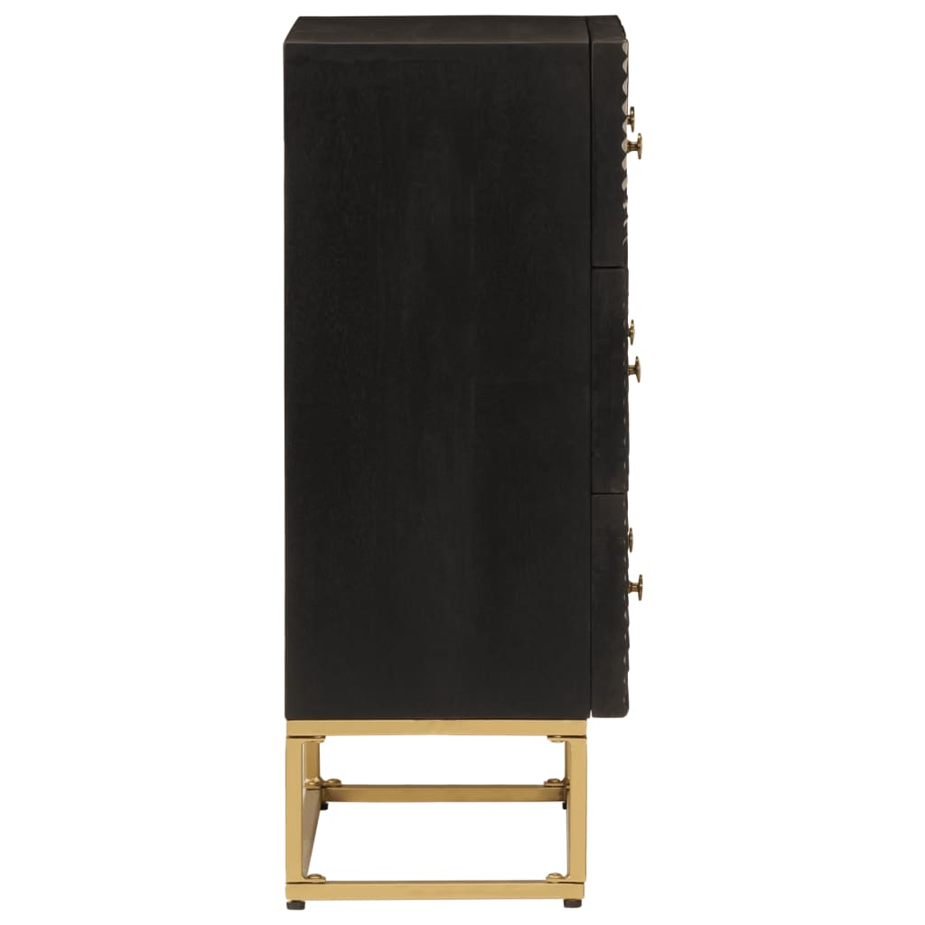 Nachttisch Schwarz 40x30x50 cm Massivholz Mango und Eisen