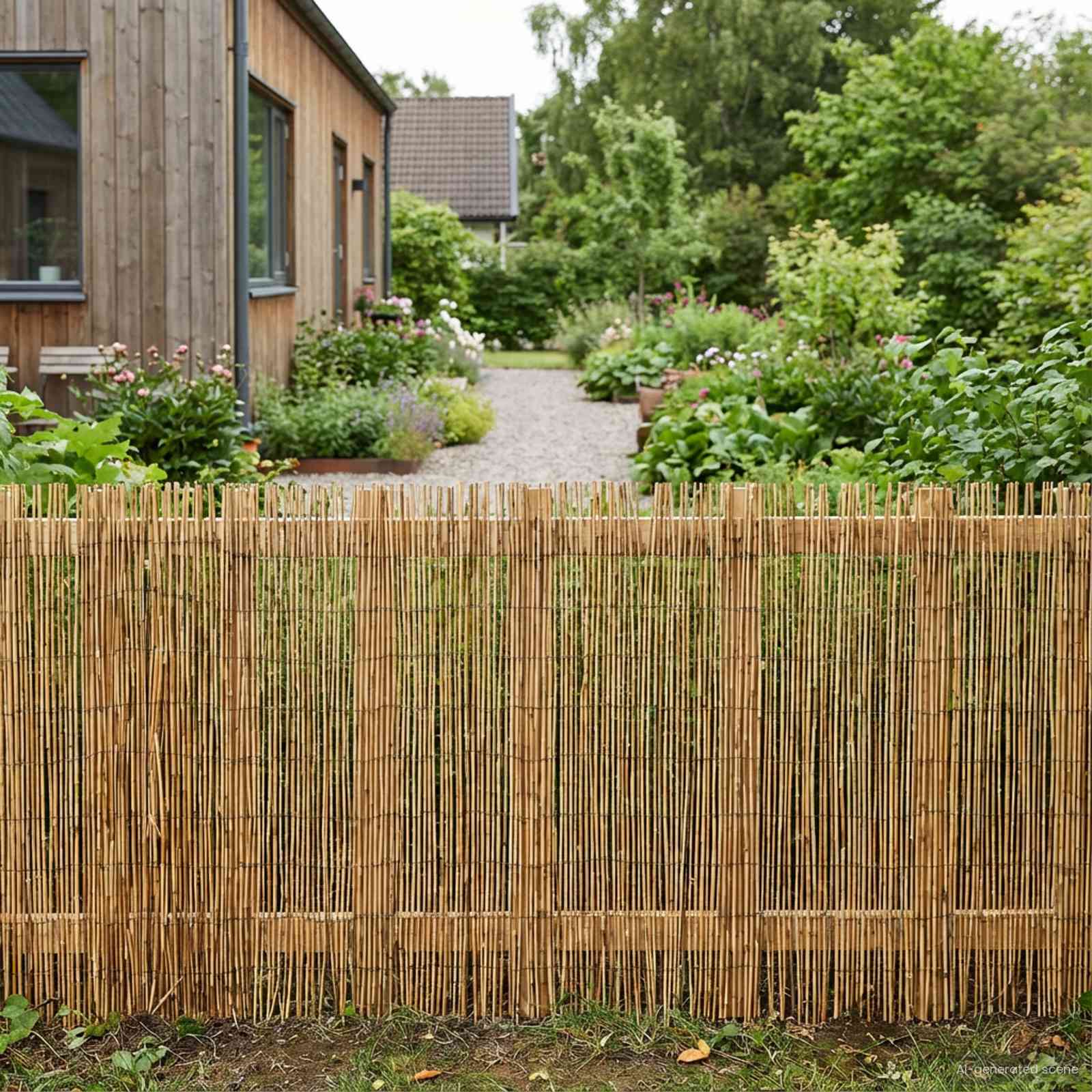 Gartenzaun Karbonisiert 500 x 100 cm Schilf