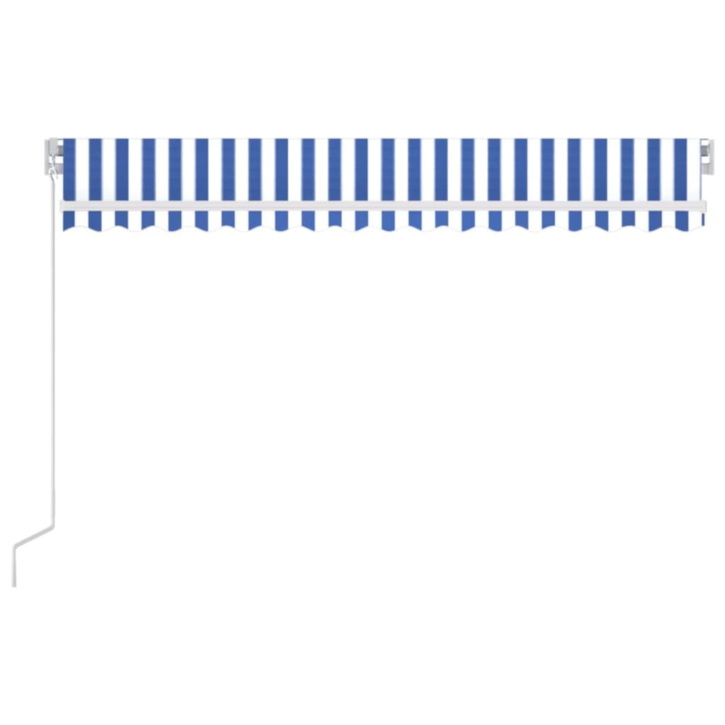 Markise Manuell Einziehbar mit LED 300x250 cm Blau und Weiß
