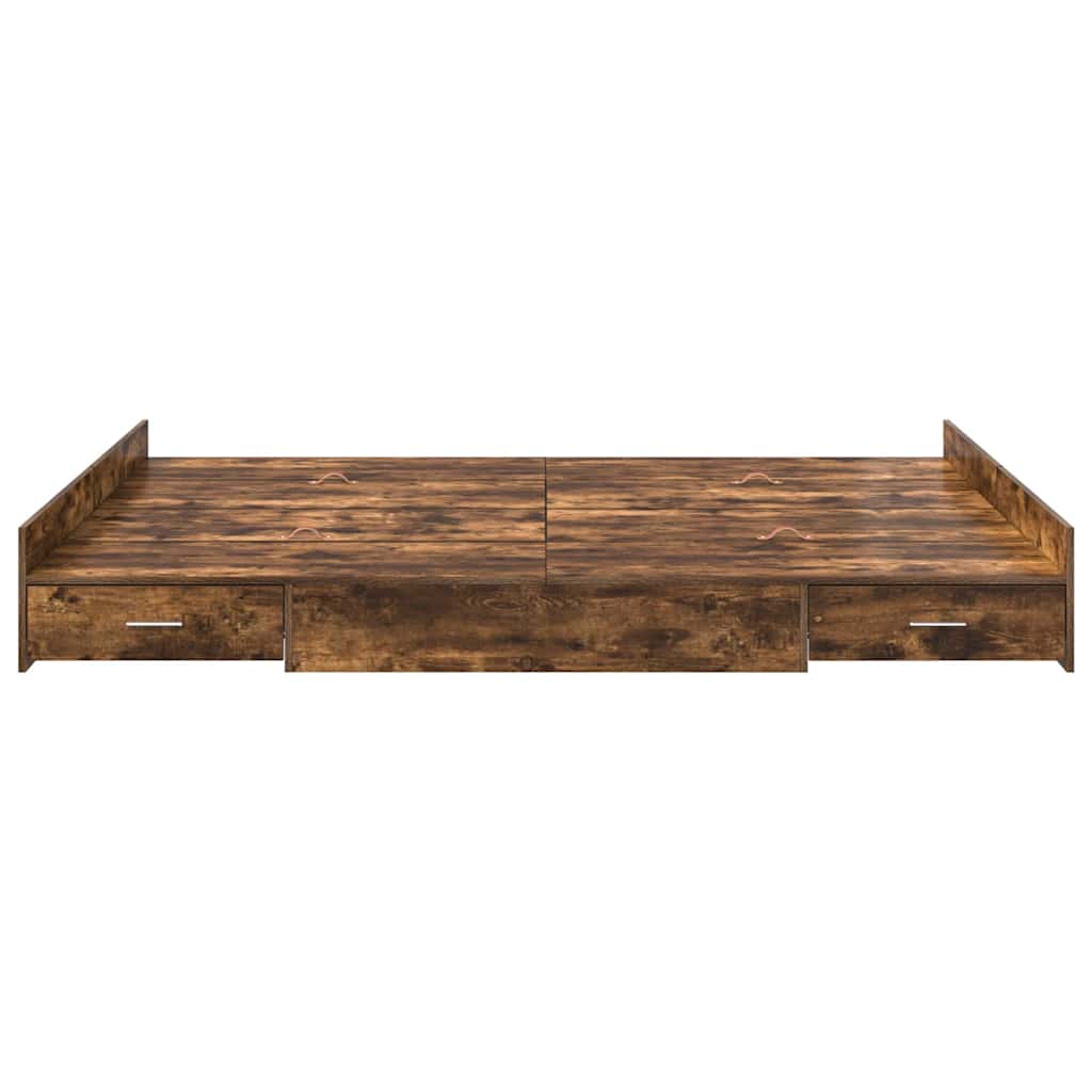 Aufbewahrungsbettgestell Weiß 200 x 200 cm Holzwerkstoff