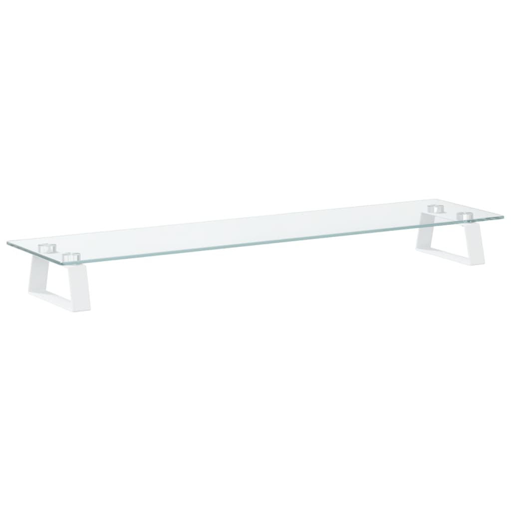 Monitorständer Weiß 60x20x8 cm Hartglas und Metall