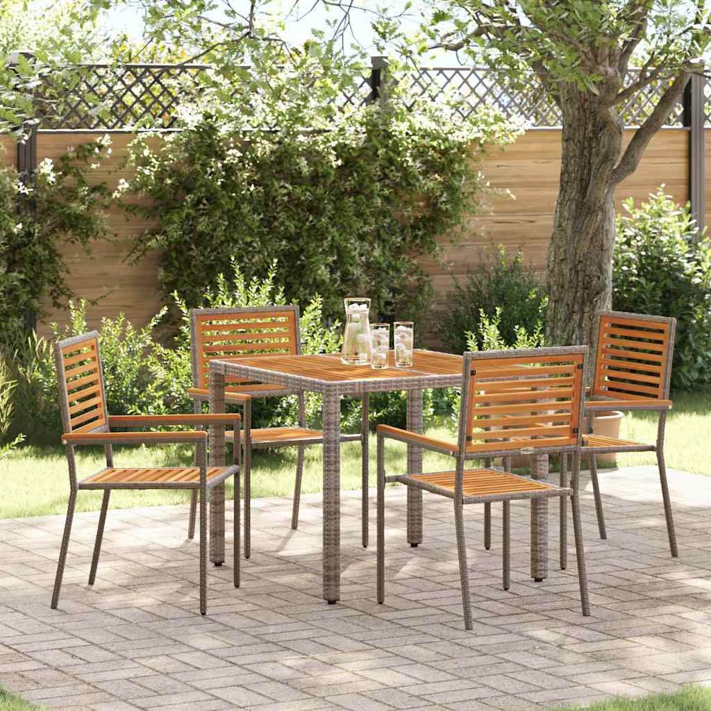 Garten Essgruppe 3 pcs Schwarz und Braun Poly-Rattan