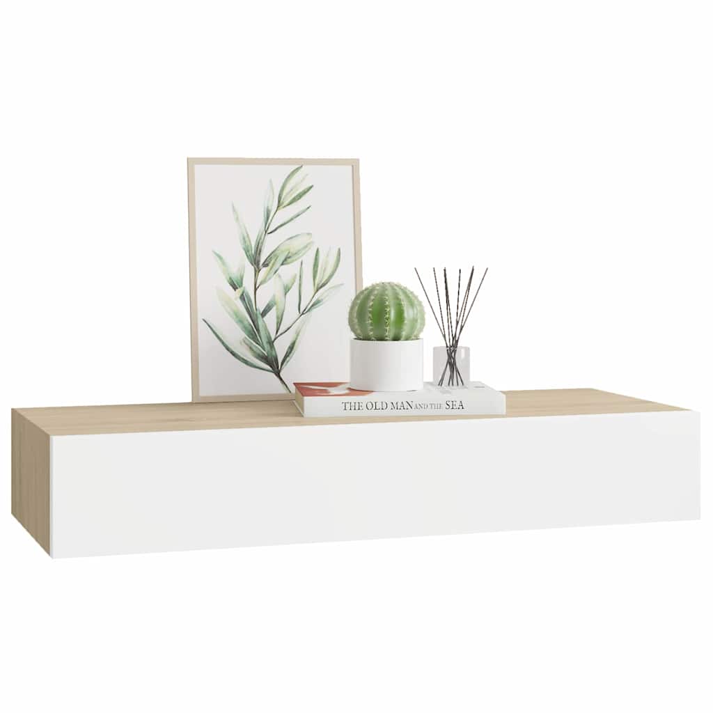 Wandregal mit Schublade Weiß 40x23,5x10 cm MDF
