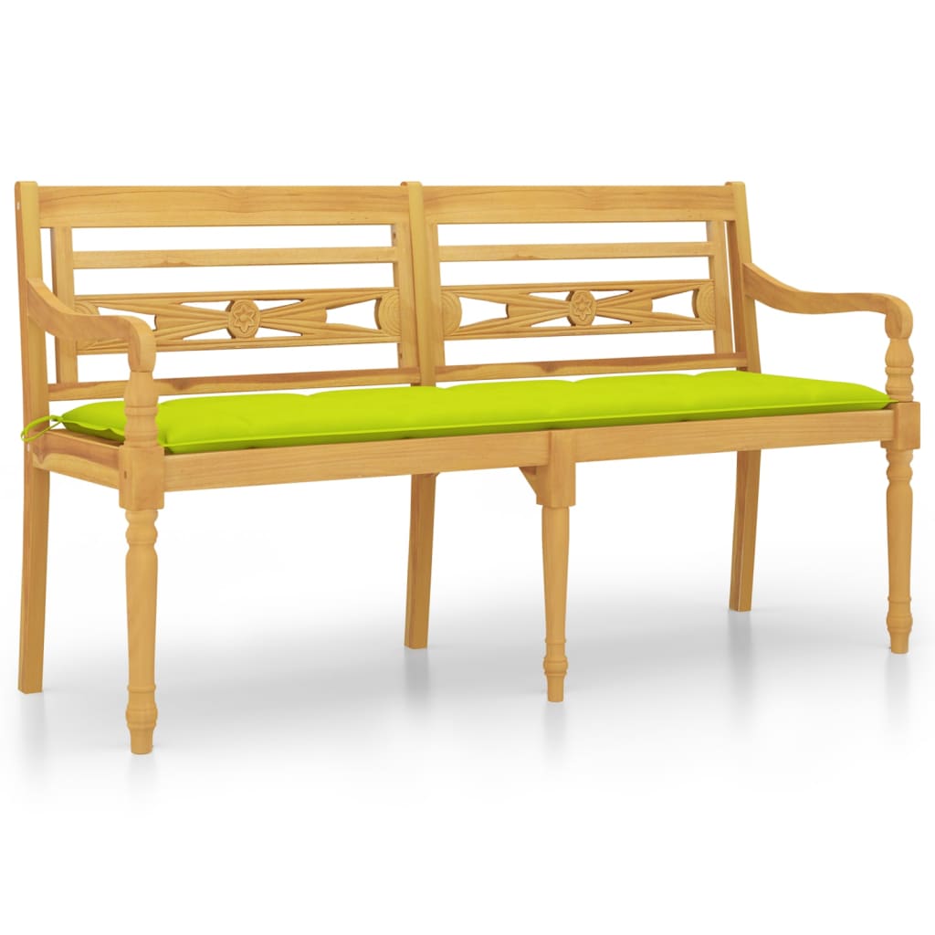 Batavia-Bank mit Anthrazit Kissen 150 cm Massivholz Teak