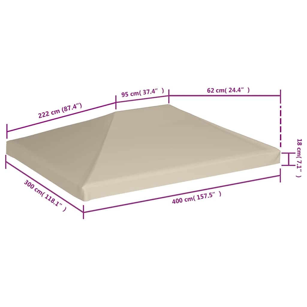 Pavillondach 310 g/m² 4x3 m Cremeweiß