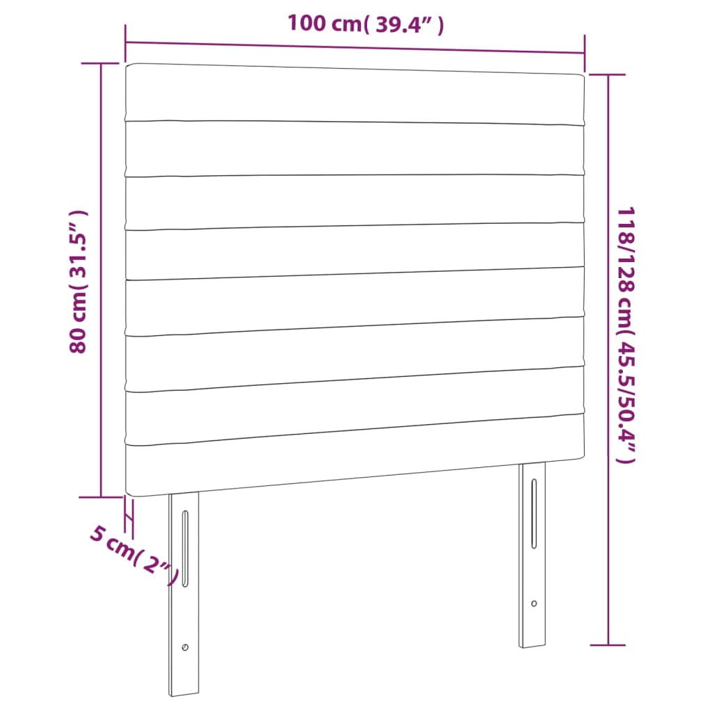 Kopfteil Hellgrau 80x5x118/128 cm Samt