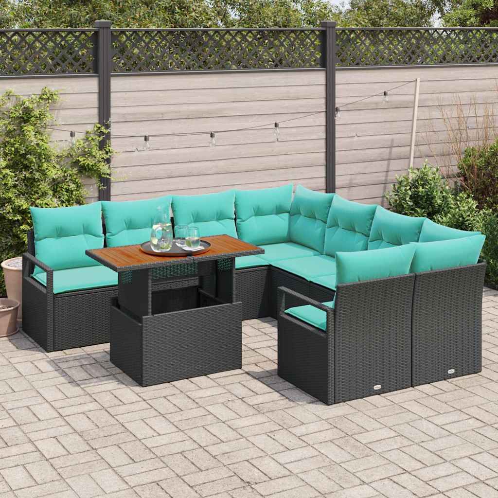 Garten Essgruppe mit Kissen 9 pcs Grau und Marineblau