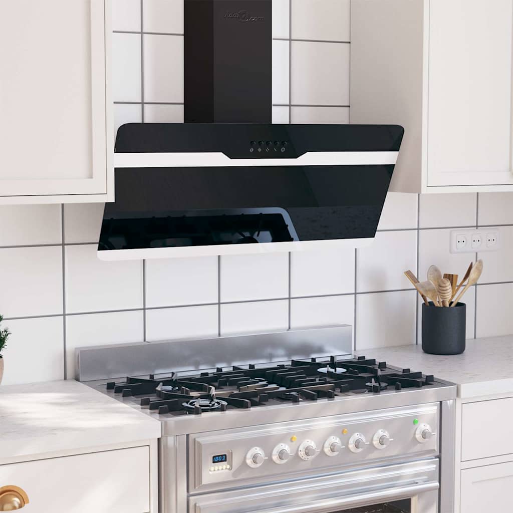 Dunstabzugshaube 60 cm Stahl und Hartglas Schwarz