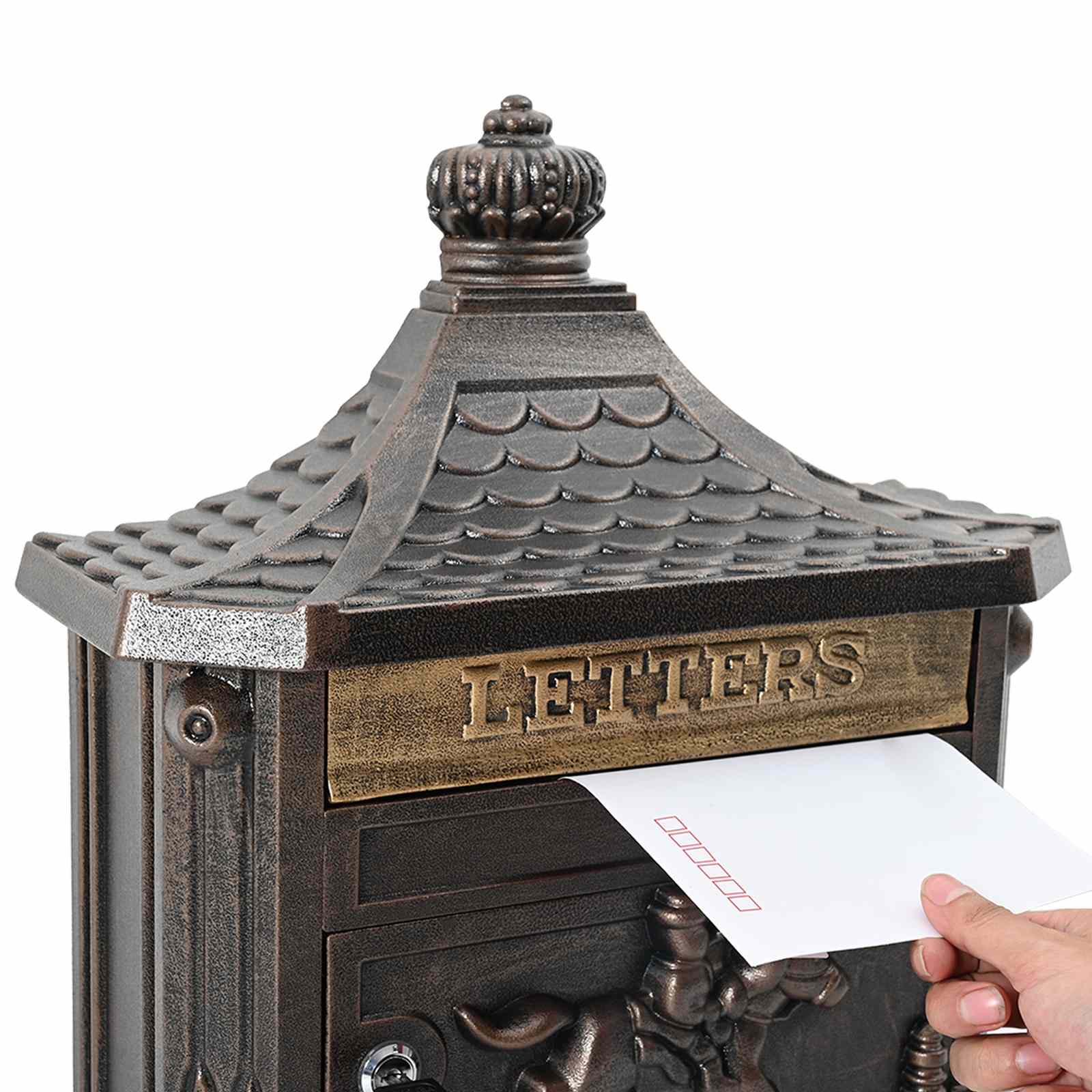 Wandmontierter Briefkasten Grün 40,5 x 16 x 45 cm Gussaluminium