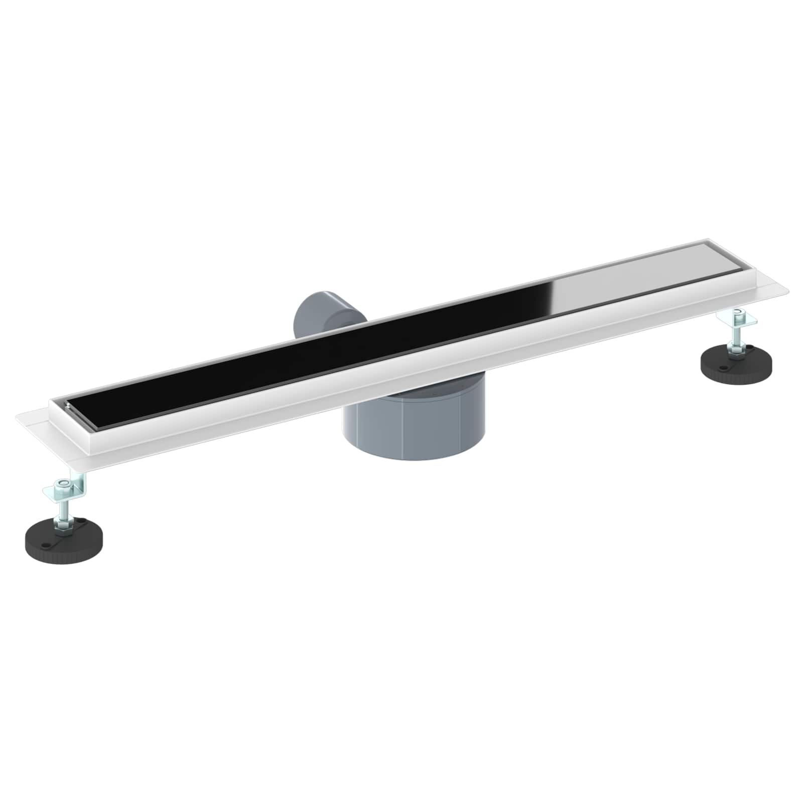 Duschabfluss mit Glashülle und 360° Siphon Schwarz 50 cm
