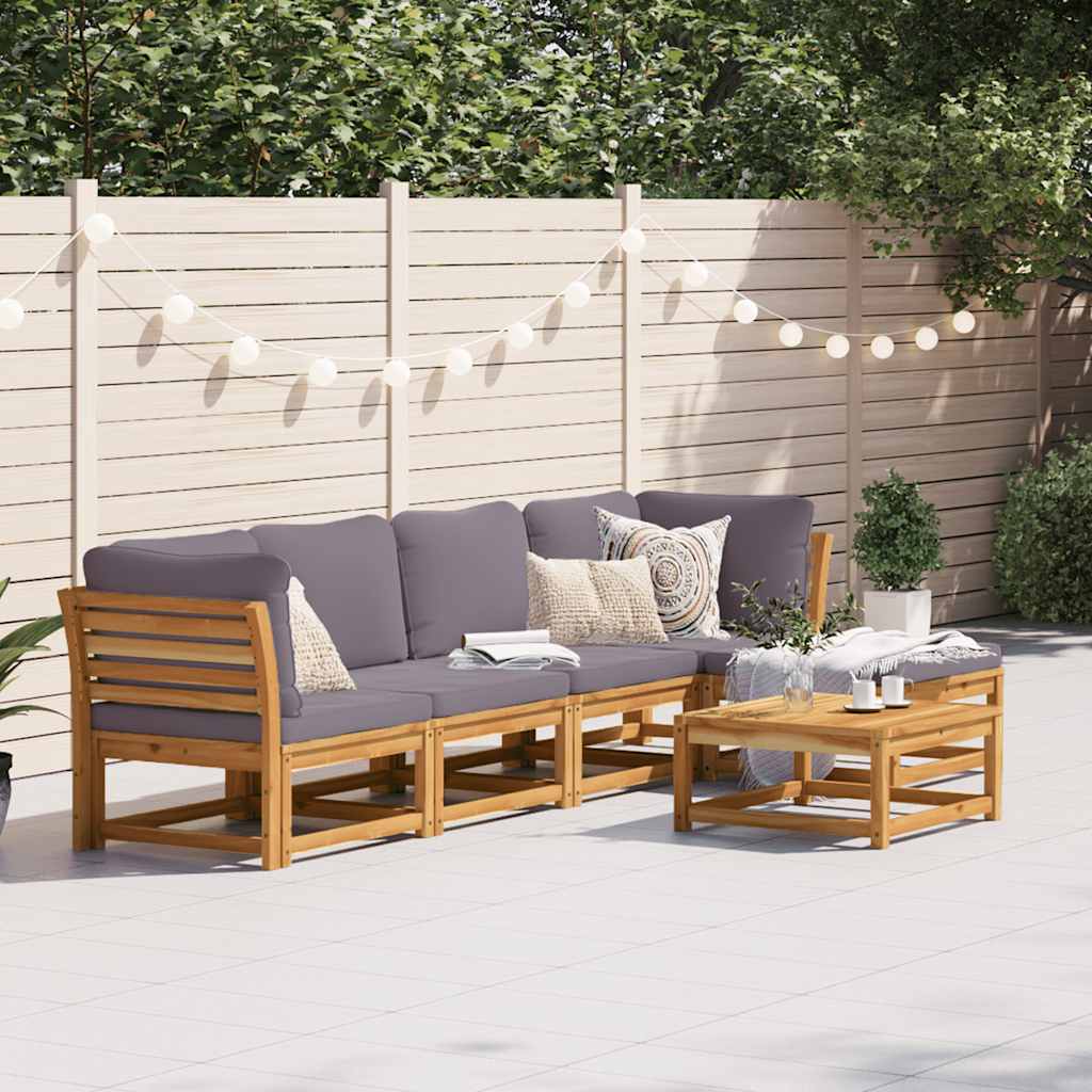 4-tlg. Garten-Lounge-Set mit Kissen Massivholz Akazie