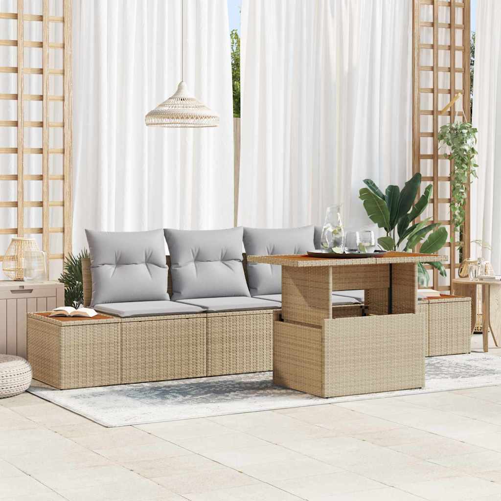 Garten Essgruppe mit Kissen 5 pcs Schwarz und Beige