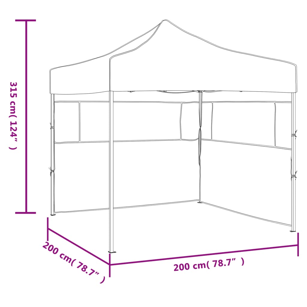 Partyzelt Faltbar Pop-Up Schwarz 200x200x306 cm