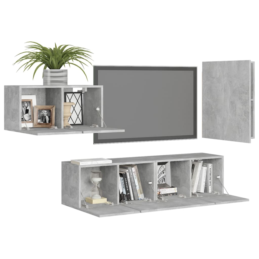 4-tlg. TV-Schrank-Set Weiß Holzwerkstoff