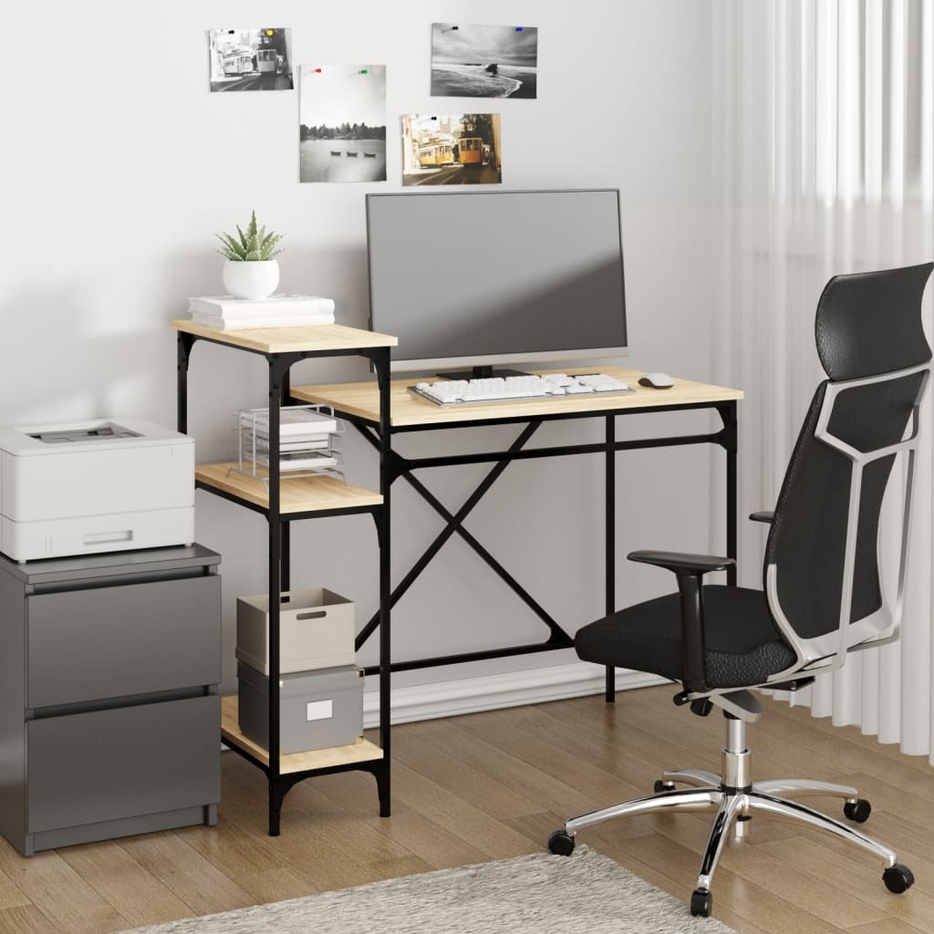 Schreibtisch mit Regal Sonoma-Eiche 135x50x90 cm Holzwerkstoff
