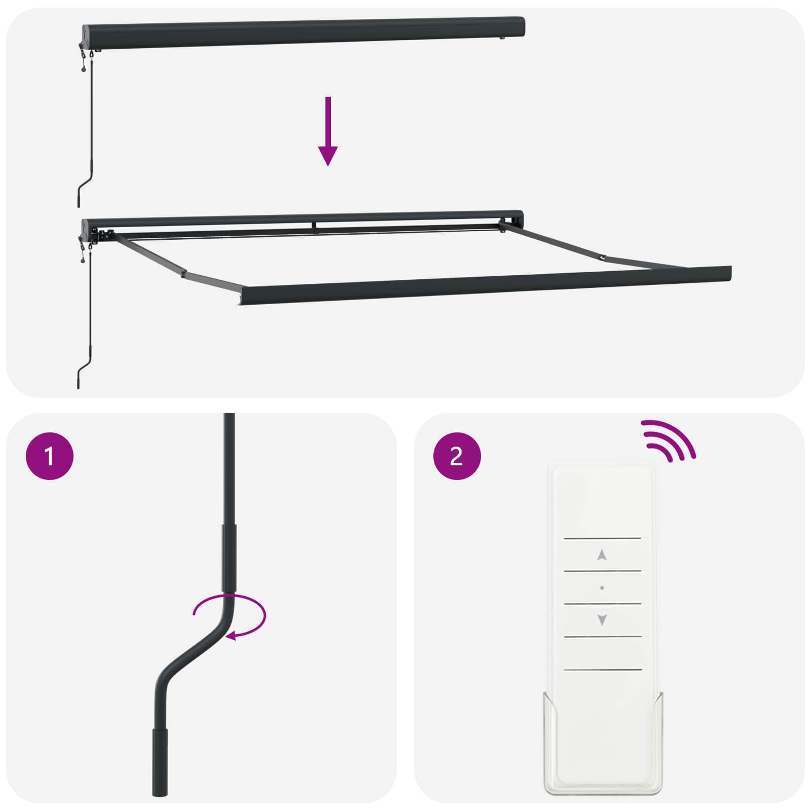 Markise Einziehbar Blau und Weiß 4x3 m Stoff und Aluminium