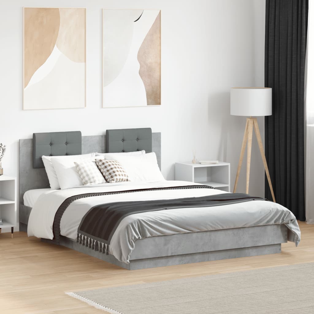 Bettgestell mit Kopfteil Grau Sonoma 180x200 cm Holzwerkstoff
