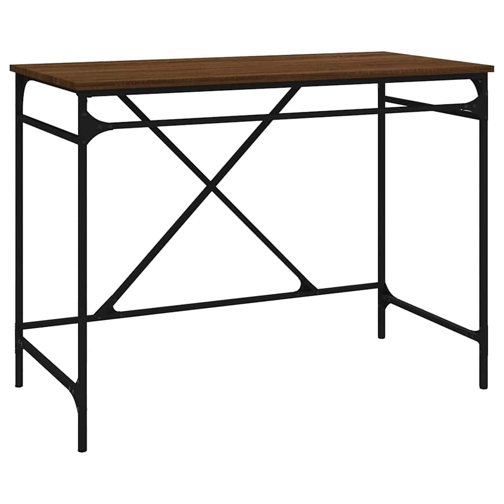 Schreibtisch Räuchereiche 100x50x75 cm Holzwerkstoff und Eisen